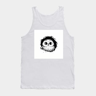 Cute Kawaii Black and White Baby Owl Peeping Out Tank Top